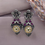 Oxidised German Silver Gemstone Drop Earrings