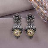 Oxidised German Silver Gemstone Drop Earrings