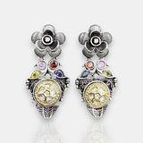 Oxidised German Silver Gemstone Drop Earrings