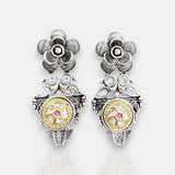 Oxidised German Silver Gemstone Drop Earrings