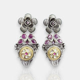 Oxidised German Silver Gemstone Drop Earrings
