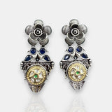 Oxidised German Silver Gemstone Drop Earrings