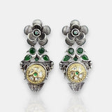 Oxidised German Silver Gemstone Drop Earrings