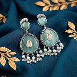 Oxidised German Silver Gemstone Drop Earrings