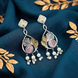 Oxidised German Silver Gemstone Drop Earrings