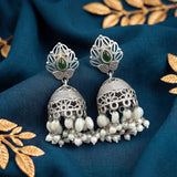Oxidised German Silver Gemstone Drop Earrings