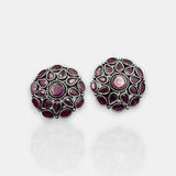 Antique German Silver Floral Stud Earrings