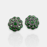 Antique German Silver Floral Stud Earrings