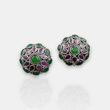 Antique German Silver Floral Stud Earrings