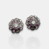 Antique German Silver Floral Stud Earrings