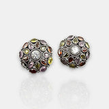 Antique German Silver Floral Stud Earrings