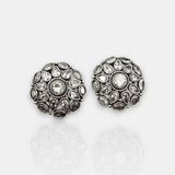 Antique German Silver Floral Stud Earrings