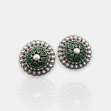 Antique German Silver Floral Stud Earrings