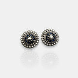 Antique German Silver Floral Stud Earrings