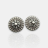 Antique German Silver Floral Stud Earrings