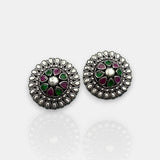 Antique German Silver Floral Stud Earrings
