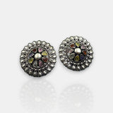 Antique German Silver Floral Stud Earrings