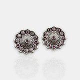 Antique German Silver Floral Stud Earrings