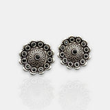 Antique German Silver Floral Stud Earrings