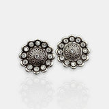 Antique German Silver Floral Stud Earrings