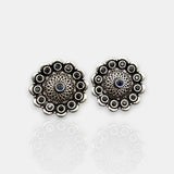 Antique German Silver Floral Stud Earrings