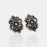 German Silver Floral Leaf Stud Earrings With Gemstone