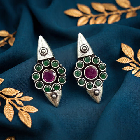 German Silver Navette Stud Earrings
