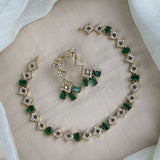 Premium Brass AD Stone Pearls Necklace Set JH7491
