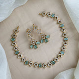 Premium Brass AD Stone Pearls Necklace Set JH7491