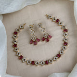Premium Brass AD Stone Pearls Necklace Set JH7491