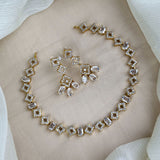 Premium Brass AD Stone Pearls Necklace Set JH7491