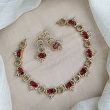Premium Brass AD Stone Pearls Necklace Set JH7492