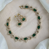 Premium Brass AD Stone Pearls Necklace Set JH7492