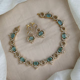 Premium Brass AD Stone Pearls Necklace Set JH7492