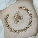 Premium Brass AD Stone Pearls Necklace Set JH7492