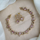 Premium Brass AD Stone Pearls Necklace Set JH7492