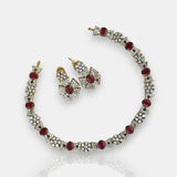 Premium Brass AD Stone Pearls Necklace Set JH7493