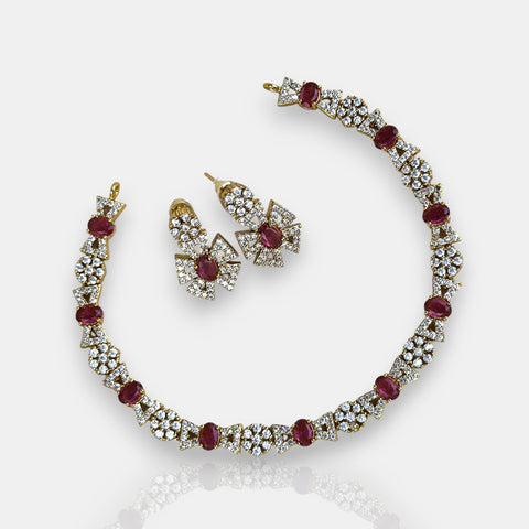Premium Brass AD Stone Pearls Necklace Set JH7493