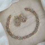 Premium Brass AD Stone Pearls Necklace Set JH7493