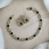 Premium Brass AD Stone Pearls Necklace Set JH7493