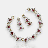 Premium Brass AD Stone Pearls Necklace Set JH7495