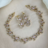 Premium Brass AD Stone Pearls Necklace Set JH7495