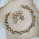 Premium Brass AD Stone Pearls Necklace Set JH7495