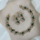 Premium Brass AD Stone Pearls Necklace Set JH7495