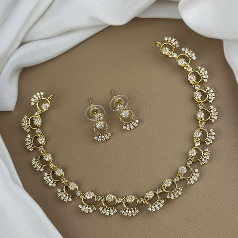 Premium Brass AD Stone Pearls Necklace Set JH7496