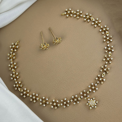 Premium Brass AD Stone Pearls Necklace Set JH7497
