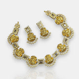 Premium Brass AD Stone Pearls Necklace Set JH7498