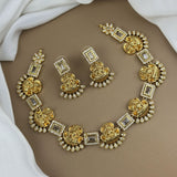 Premium Brass AD Stone Pearls Necklace Set JH7498