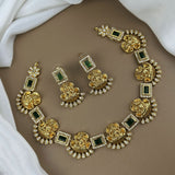 Premium Brass AD Stone Pearls Necklace Set JH7498