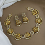 Premium Brass AD Stone Pearls Necklace Set JH7498
